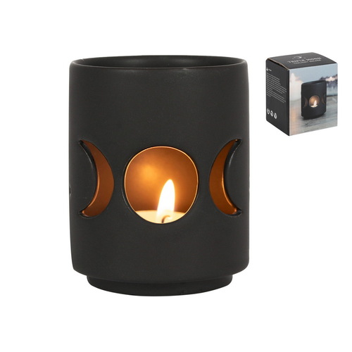 Triple Moon Black Tealight Holder (GIFT BOX)